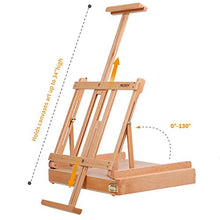 Load image into Gallery viewer, MEEDEN Studio Sketchbox Table Easel with Metal Lined Drawer - Adjustable Solid Beech Wood Tabletop Easel & Sketchbox Artist Easel with Storage, for Studio or Plein Air - Holds canvases up to 34" high