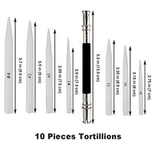 Load image into Gallery viewer, EuTengHao 22 Pieces Blending Stumps and Tortillions Set with 2 Sandpaper Pencil Sharpener, 1 Pencil Extension Tool and 1 Eraser for Student Sketch Drawing Accessories