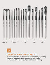 Load image into Gallery viewer, Nicpro 16 pcs Artist Paint Brush Set for Acrylic Oil Watercolor Gouache Craft Ceramic Model Painting Includes Pop-up Carrying Case with Palette Knife and Sponges