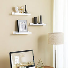 Load image into Gallery viewer, SONGMICS Wall Shelves Set of 3, Floating Shelves Ledge 15-inch Long, Picture Shelving Ledge Modern Design Storage, MDF White ULWS38WT