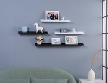 Load image into Gallery viewer, O&K FURNITURE Set of 2 Black Picture Ledge Diaplay Wall Shelf, 18.9" Length