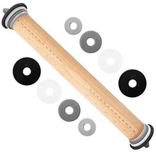Load image into Gallery viewer, Gorilla Grip Premium Rolling Pin, Adjustable Dough Roller Solid Beechwood, Removable Thickness Rings to Measure Doughs Professional Home Kitchen Baking Utensil, Pizza Pies, Black Gray White Light Gray