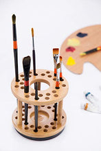 Load image into Gallery viewer, JackCubeDesign 360 Rotating Bamboo Watercolor Paint Brush Holder Water Coloring Brush Organizer Display Stand Tray Rack with 27 Holes and 1 Big Hole – MK441A