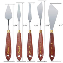 Load image into Gallery viewer, DerBlue 5pcs Stainless Steel Artists Palette Knife Set,Spatula Palette Knife Painting Mixing Scraper,Thin and Flexible Art Tools for Oil Painting, Acrylic Mixing, Etc.
