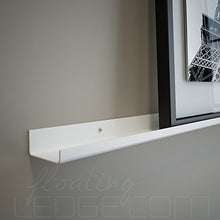 Load image into Gallery viewer, Floating Ledge Metal, Picture, Photo and Art Display, Modern Shelf 4Ft Long by 2 in Wide (4FTW20IN, White)