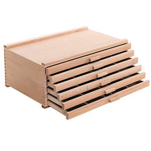 Load image into Gallery viewer, U.S. Art Supply 6 Drawer Wood Artist Supply Storage Box - Pastels, Pencils, Pens, Markers, Brushes