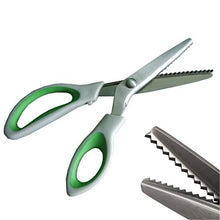 Load image into Gallery viewer, JISTL Green Pinking Shears Comfort Grips Professional Dressmaking Pinking Shears Crafts Zig Zag Cut Scissors Sewing Scissors,Professional Handheld Dressmaking