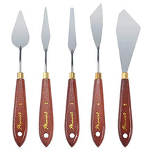 Load image into Gallery viewer, DerBlue 5pcs Stainless Steel Artists Palette Knife Set,Spatula Palette Knife Painting Mixing Scraper,Thin and Flexible Art Tools for Oil Painting, Acrylic Mixing, Etc.