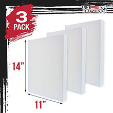 Load image into Gallery viewer, U.S. Art Supply 11" x 14" Gallery Depth 1-1/2" Profile Stretched Canvas 3-Pack - Acrylic Gesso Triple Primed 12-Ounce 100% Cotton Acid-Free Back Stapled Pouring Art