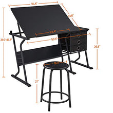 Load image into Gallery viewer, YAHEETECH Adjustable Drafting Table Drawing/Draft/Art/Craft Table/Desk with Stool and Storage Drawers Art Studio Design Work Station