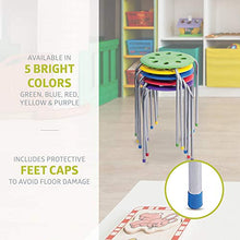 Load image into Gallery viewer, Pearington - PEAR-BW01 Plastic Classroom Furniture Stools for Kids; Multipurpose Stool Chairs; Flexible Seating; Stacking Stools, Stainless Steel Legs,- Set of 5, Multi-Color