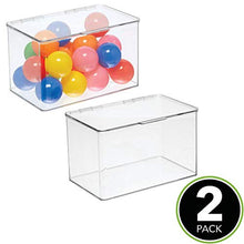 Load image into Gallery viewer, mDesign Kids Plastic Stackable Toy Storage Organizer Box Container with Hinged Lid for Storing Action Figures, Crayons, Building Blocks, Puzzles, Wood Construction Sets, Cars, 2 Pack - Clear