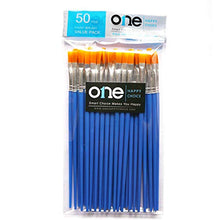 Load image into Gallery viewer, 50 Pcs Flat Paint Brushes Set with Synthetic Hair, Short Plastic Handle, Small Brush Bulk Kit, Acrylic Oil Watercolor Fine Art Painting for Kids, Children, Students, Starter Value Pack