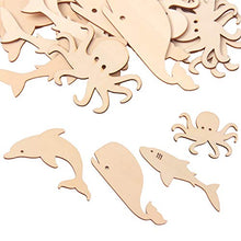 Load image into Gallery viewer, yalansmaiP 24 Pack Unfinished Wooden Cutouts Ocean Animal Cutouts Wood Pieces Octopus, Shark, Whale, Dolphin Shapes Wood Discs Slices for DIY Projects, Art Crafts, Decorations, 6 of Each