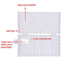 Load image into Gallery viewer, Shappy Watercolor Palette Folding Paint Tray Plastic Painting Pallet with 33 Compartments, Thumbhole and Brush Holders, White
