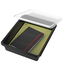 Load image into Gallery viewer, Storex Flat Storage Tray with Lid, Letter Size, 10 x 13 x 3 Inches, Black, 5-Pack (62535U05C)