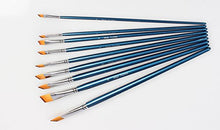 Load image into Gallery viewer, Artist Paint Brushes - A - Golden Nylon, Long Handle, Angular Paint Brush Set - Ideal for Acrylic Painting and Oil Painting, and Equally Useful for Watercolor Painting and Gouache Color Painting.