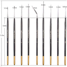 Load image into Gallery viewer, Xileyw Fine Enamel Detail Brushes Set - 9 Pieces Miniature Paint Brushes for Detailing Art Painting - Acrylic, Watercolor, Painting Models, Airplane Kits,Tempera, Face Painting, Nail Art Painting,
