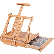 Load image into Gallery viewer, MEEDEN Studio Sketchbox Table Easel with Metal Lined Drawer - Adjustable Solid Beech Wood Tabletop Easel & Sketchbox Artist Easel with Storage, for Studio or Plein Air - Holds canvases up to 34" high