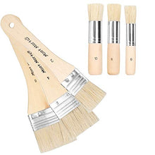 Load image into Gallery viewer, Chip Paint Brushes & Wooden Stencil Brush, Natural Bristle Paintbrush for Walls, Flat Chip Brush & Round Paintbrush - Painting or Waxing and Chalk, Good for Wall Painting, Stains, Oil, Wax, Set of 6