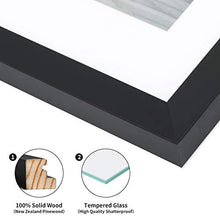 Load image into Gallery viewer, ONE WALL 11x14 Document Frame Displays 8.5x11 Diplomas with Mat or 11x14 Inch Without Mat, Black Certificate Frame Made of Solid Wood and Tempered Glass - Mounting Hardware Included