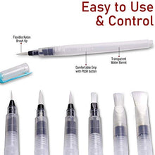 Load image into Gallery viewer, Water Brush Pens by DUGATO, Set of 6 Aqua Pen Painting Brushes with Broad & Detailed Tiny Tip Nylon, Refillable Water Brush Pens for Coloring, Art, Painting, Lettering