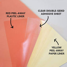 Load image into Gallery viewer, Double Sided Tape Sheets by Chica and Jo - 3-Pack of 8.5"x11" Clear Adhesive Sheets. Super Strong Sticky PET Tape with Red Liner.