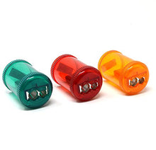 Load image into Gallery viewer, Kum 103.28.31 Magnesium Alloy 2-Hole Steel Blade Barrel Pencil Sharpeners with Waste Container, Colors Vary