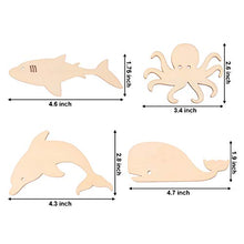 Load image into Gallery viewer, yalansmaiP 24 Pack Unfinished Wooden Cutouts Ocean Animal Cutouts Wood Pieces Octopus, Shark, Whale, Dolphin Shapes Wood Discs Slices for DIY Projects, Art Crafts, Decorations, 6 of Each