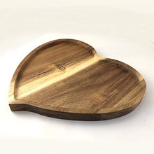Load image into Gallery viewer, JB Home Collection 4568, Premium Acacia Wood Heart Shape Romantic Wedding Serving Tray Plate for Snack Cake Fruit Nuts Appetizer,8.25"x6.75"