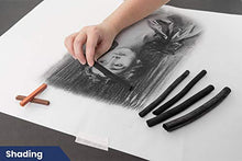 Load image into Gallery viewer, Pacific Arc Large Vine Charcoal Stick 5/Pkg, Soft, Black, Thick Willow Charcoal for Sketching and Drawing