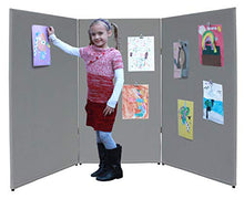 Load image into Gallery viewer, VelPanels Classroom Folding Display Wall - Hook-and-Loop Receptive Surface - VelClips and VelDots Included - 3 Panel Unit, Two-Way Hinges for Flexible Set Up (Black, 46" Tall x 72" Wide)
