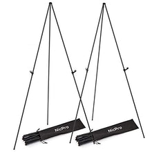 Load image into Gallery viewer, Nicprp Folding Easels for Display, 2 Pack 63 Inch Metal Floor Easel Stand Tripod Black Portable for Artist Poster Wedding with Carry Bag