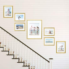 Load image into Gallery viewer, Mimosa Moments Gallery Wall Frame Set with mat for one 8x10, two 5x7 and four 4x6 pictures (Gold, 7 pcs set)