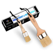 Load image into Gallery viewer, Professional Chalk and Wax Paint Brush 2PC Set!!!! Large DIY Painting and Waxing Tool | Smooth, Natural Bristles | Folk Art, Home Décor, Wood Projects, Furniture, Stencils | Reusable