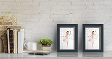 Load image into Gallery viewer, Violabbey 4x6 Picture Frames Set of 2, Dark Blue Photo Frame with Gold Rim of Mix Match Modern Style, High Definition Tempered Real Glass, Wall Mounted or Tabletop Display