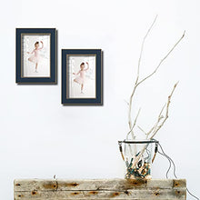 Load image into Gallery viewer, Violabbey 4x6 Picture Frames Set of 2, Dark Blue Photo Frame with Gold Rim of Mix Match Modern Style, High Definition Tempered Real Glass, Wall Mounted or Tabletop Display