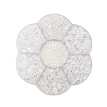 Load image into Gallery viewer, Approx 5600pcs Mixed Size DIY Half Pearl Bead Flat Back Plastic Craft Plastic Box (AB White)