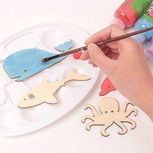 Load image into Gallery viewer, yalansmaiP 24 Pack Unfinished Wooden Cutouts Ocean Animal Cutouts Wood Pieces Octopus, Shark, Whale, Dolphin Shapes Wood Discs Slices for DIY Projects, Art Crafts, Decorations, 6 of Each