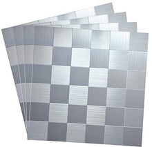 Load image into Gallery viewer, Crystiles Peel and Stick Mosaics Brushed Stainless Aluminum Wall Tile Backsplash Stick On Metal Tiles, 12" X 12", Item #61212620, 4-Pack