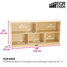 Load image into Gallery viewer, ECR4Kids ELR-0419 Birch 5-Section School Classroom Storage Cabinet with Casters, Commercial or Personal Storage, Kids’ Storage Organizer Shelf, Friendly Design, Certified and Safe, 24” High, Natural
