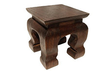 Load image into Gallery viewer, Design by UnseenThailand Mini Table Buddha Statue Stand Worship Pedestal Thai Wood Carving. (W4"xD4"xH4")