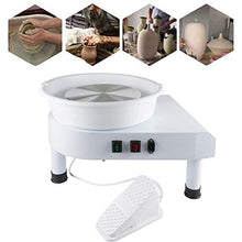 Load image into Gallery viewer, Shikha Electric Pottery Wheel Pottery Forming Machine 25CM 9.8" Ceramic Machine with Detachable Basin for DIY Ceramic Work Art Clay with Clay Sculpting Tools, Foot Pedal(250W/110V) (White)
