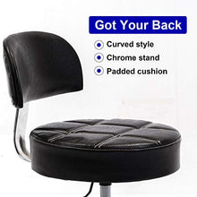 Load image into Gallery viewer, CoVibrant Lockable Stool with Back Ergonomic Rolling Hydraulic Adjustable for Doctor Esthetician Artist Work Small Office Desk (Black Back)