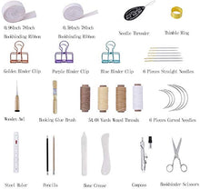 Load image into Gallery viewer, BUTUZE 32 Pieces Hand Bookbinding Tools, Bookbinding Kit for Beginners,Complete Bookbinding Tool Kit with Bookbinding Waxed Thread,Sewing Needles for Paper Bookbinding