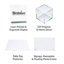 Load image into Gallery viewer, SimbaLux Acrylic Sheet Clear Cast Plexiglass 12” x 12” Square Panel 1/8” Thick (3mm) Pack of 2 Transparent Plastic Plexi Glass Board with Protective Paper for Signs, DIY Display Projects, Craft