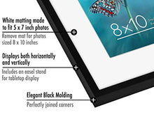 Load image into Gallery viewer, Americanflat 8x10 Picture Frame in Black - Displays 5x7 With Mat and 8x10 Without Mat - Aluminum with Shatter Resistant Glass - Horizontal and Vertical Formats for Wall and Tabletop