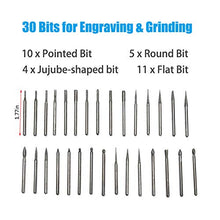 Load image into Gallery viewer, AxPower Electric Micro Engraver Pen Mini DIY Vibro Engraving Tool Kit for Glass Ceramic Plastic Wood Jewelry with Scriber Etcher 30 Bits and 6 Polishing Head and 16 Stencils