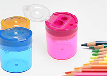 Load image into Gallery viewer, WEKOIL Pencil Sharpener Manual Pencil Sharpener 2 Holes Metal Sharp Blade Crayon XL Sharpener with Large Round Catches Sharpening Regular HB Pencils Graphite Colored Jumbo Pencils Pack of 4