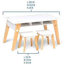 Load image into Gallery viewer, Wildkin Kids Arts and Crafts Table Set for Boys and Girls, Mid Century Modern Design Craft Table Includes Two Stools, Paper and Storage Cubbies Underneath Helps Keep Art Supplies Organized (White)
